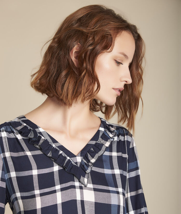 Blouse à carreaux menza marine.