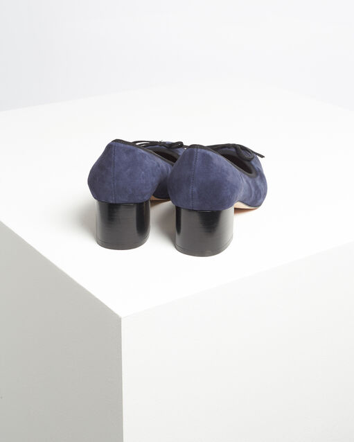 Ballerines à talons marine en cuir velours kalista marine.