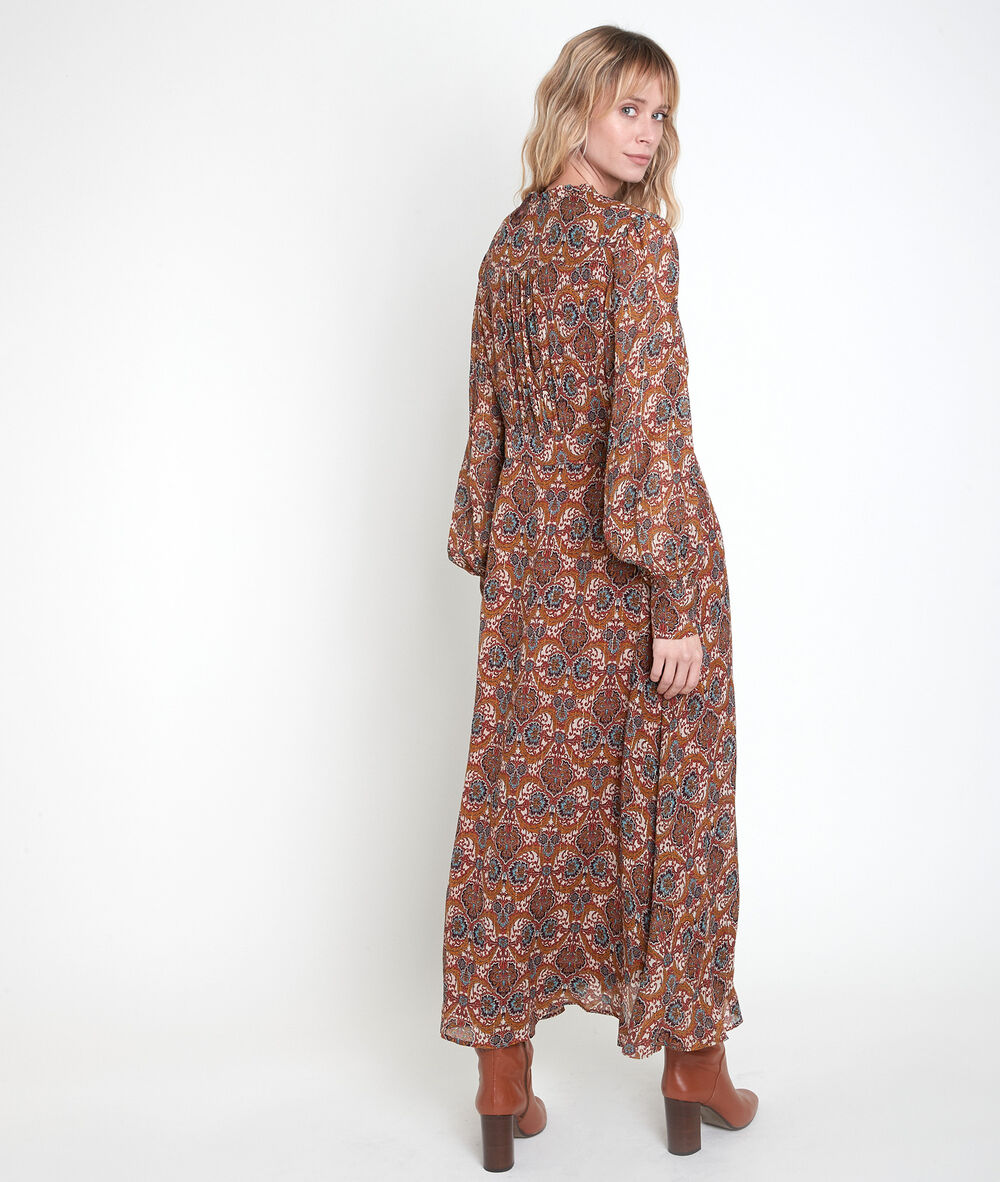 Robe longue imprimé camel carmen camel.
