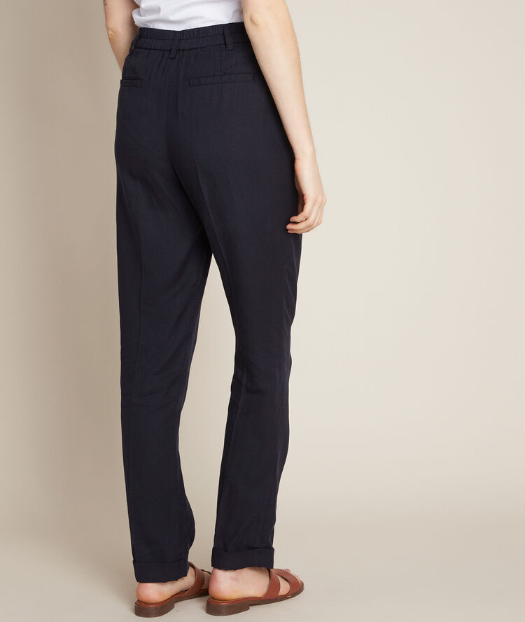 Pantalon chino marine en lyocell idylle marine.