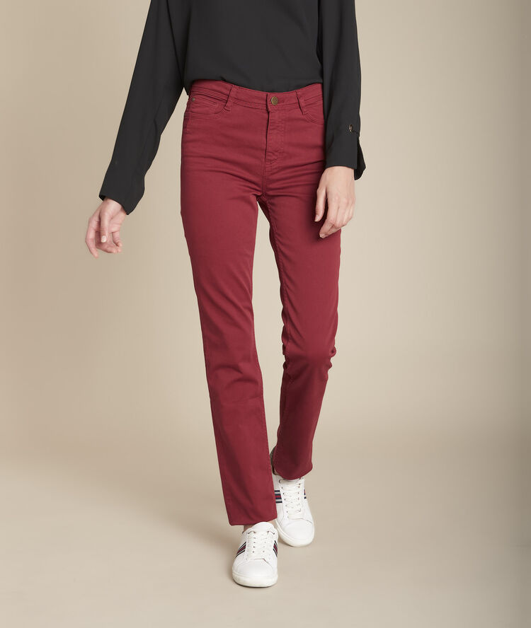De originele, donkerrode straight-fit 123 jeans sonia grenat.