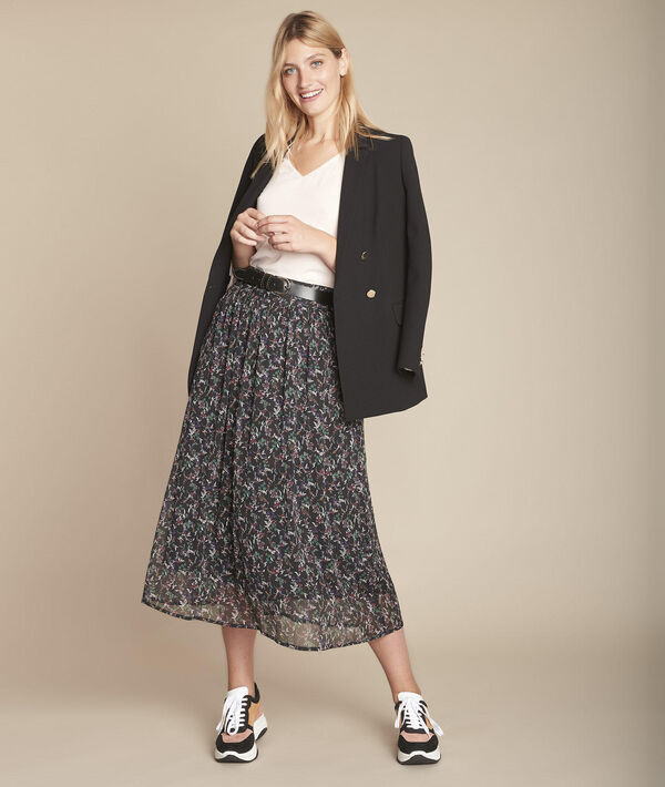 Nieuw Lange zwarte rok met bloemenprint Kadia Dames | Maison 123 LE-06