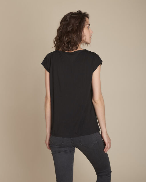 Tee-shirt noir drapé caline noir.