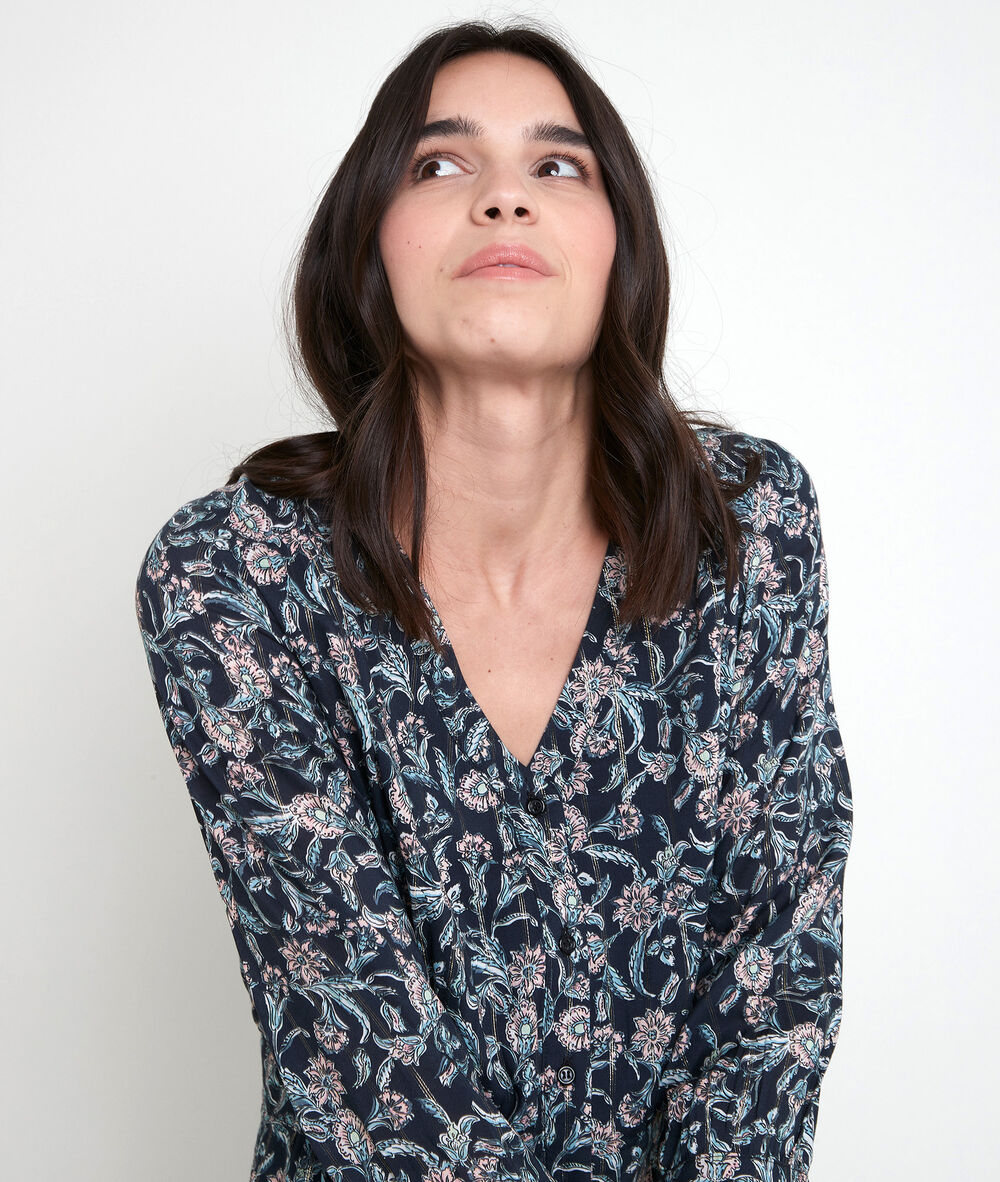 Robe bleue imprimée louisette encre.