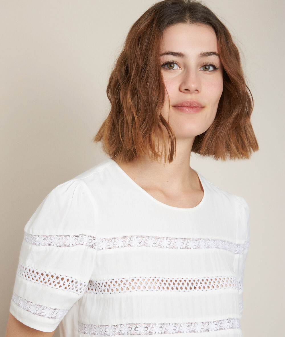 Top en dentelle ewa blanc.