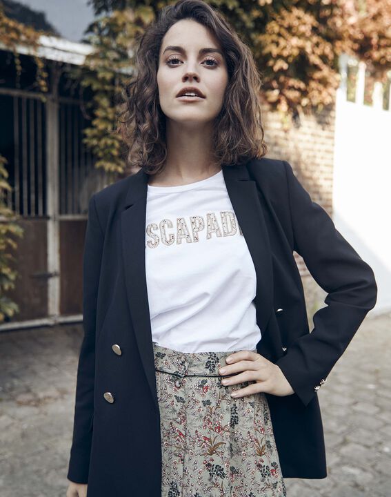 Tee-shirt blanc broderie message dentelle Carthagene | 1-2-3 Tee-shirt blanc broderie message dentelle Carthagene PhotoZ | 1-2-3