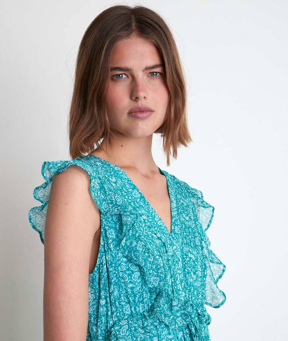 Robe longue imprimée turquoise nao turquoise.