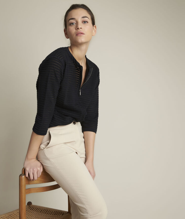 Gestreept jasje met ajour romeo zwart.