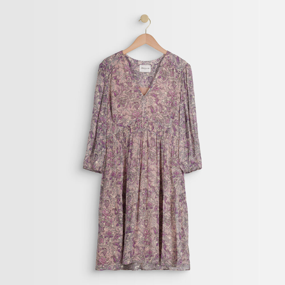 Robe mauve imprimée minette mauve.