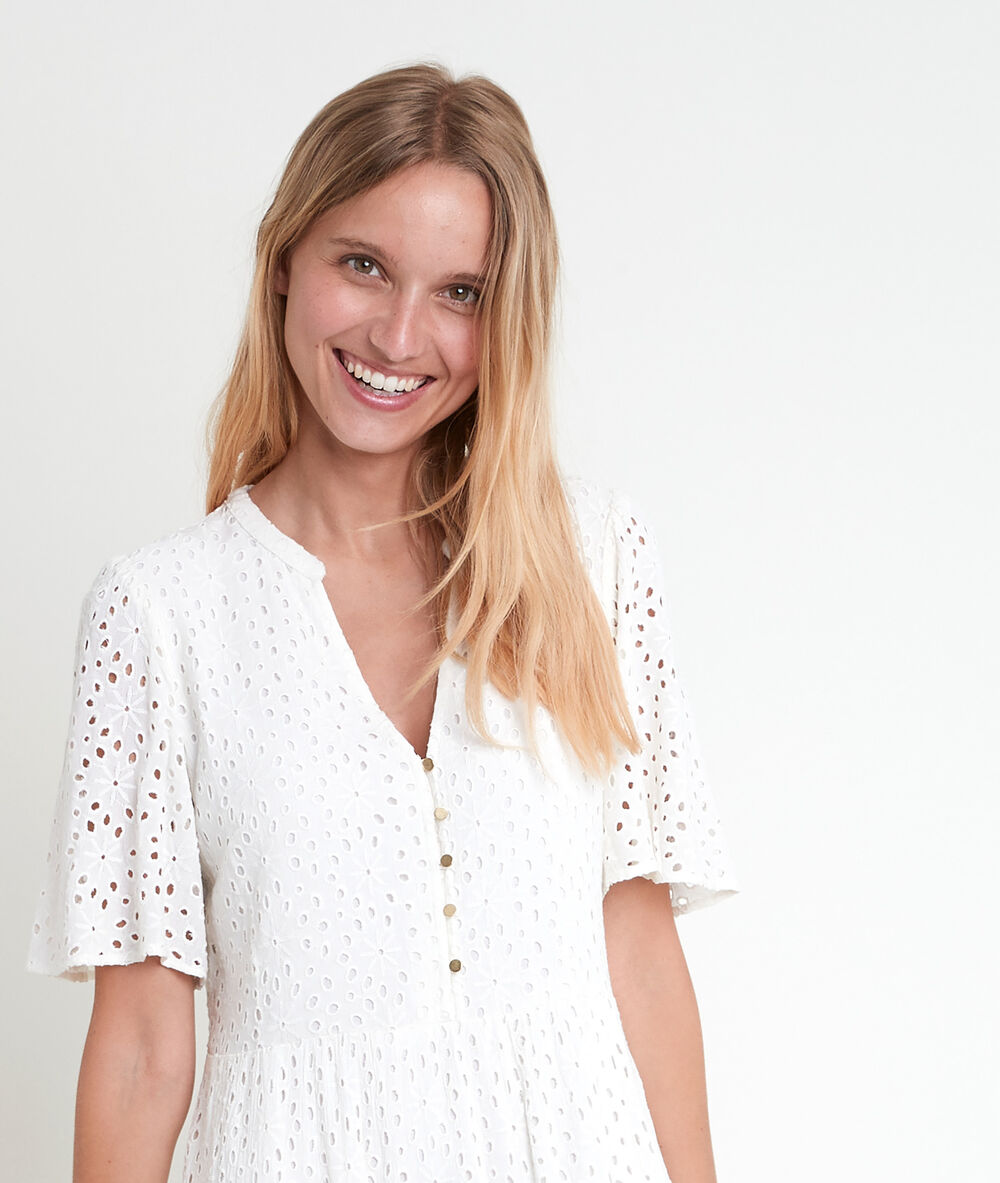 Robe écrue brodée nara ecru.
