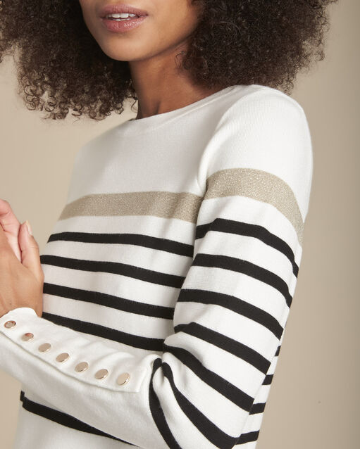 Pull rayé en lurex fregate ecru.