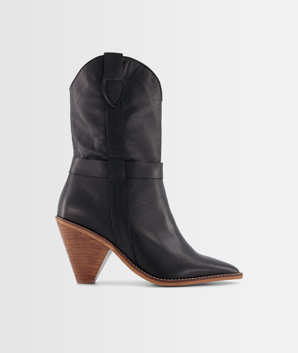 Boots à talons en cuir souple noir halma noir.