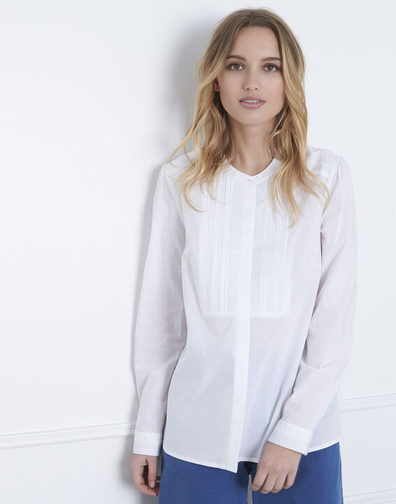 Blouse écrue plastron brodé Vahina | 1-2-3 Blouse écrue plastron brodé Vahina PhotoZ | 1-2-3
