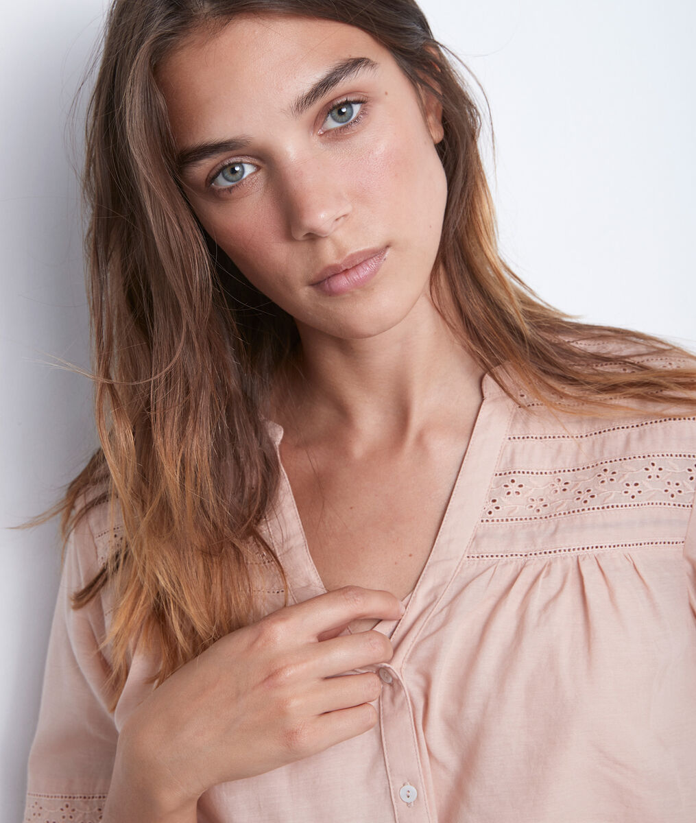 Blouse romantique brodée vieux rose Anae | 1-2-3 Blouse romantique brodée vieux rose Anae PhotoZ | 1-2-3