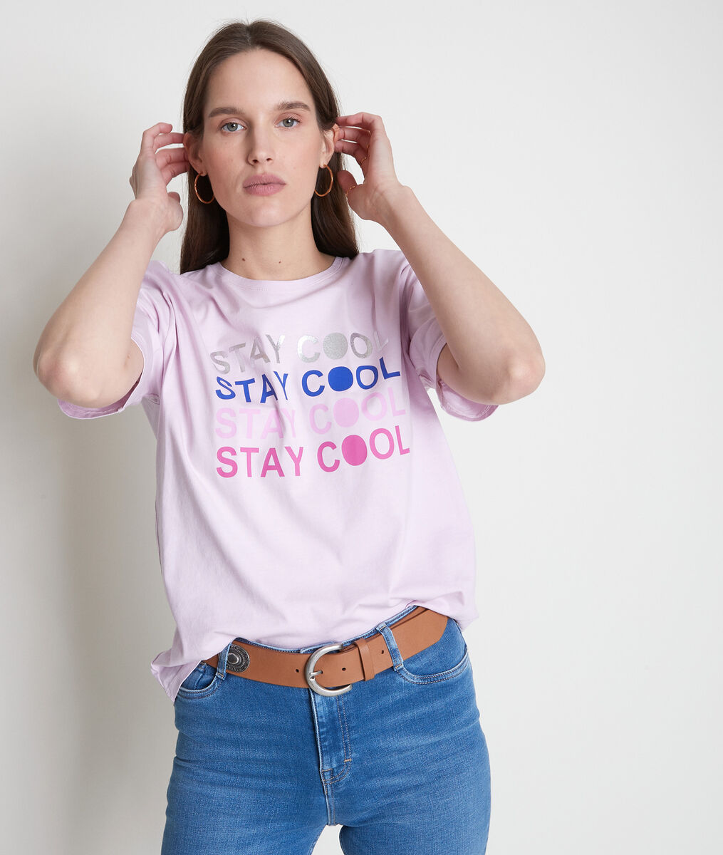 Paarse shirt van biologisch katoen met opschrift Eliott | 1-2-3 Paarse shirt van biologisch katoen met opschrift Eliott PhotoZ | 1-2-3