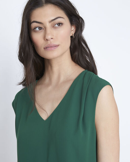 Blouse verte bimatière col v neptune emerald.