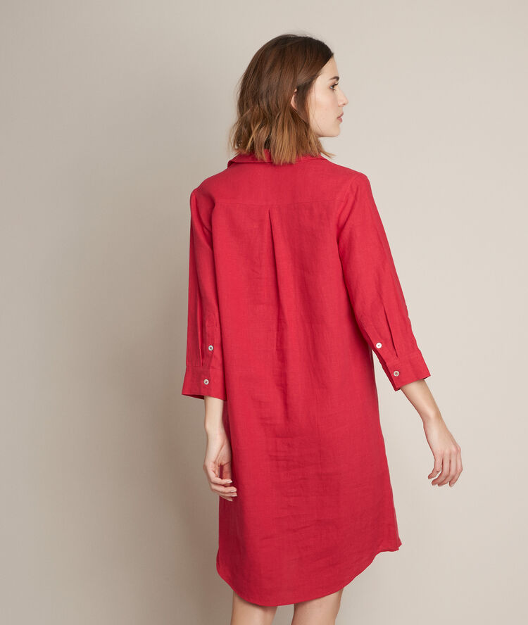 Robe chemise en lin céline fuchsia fonce.