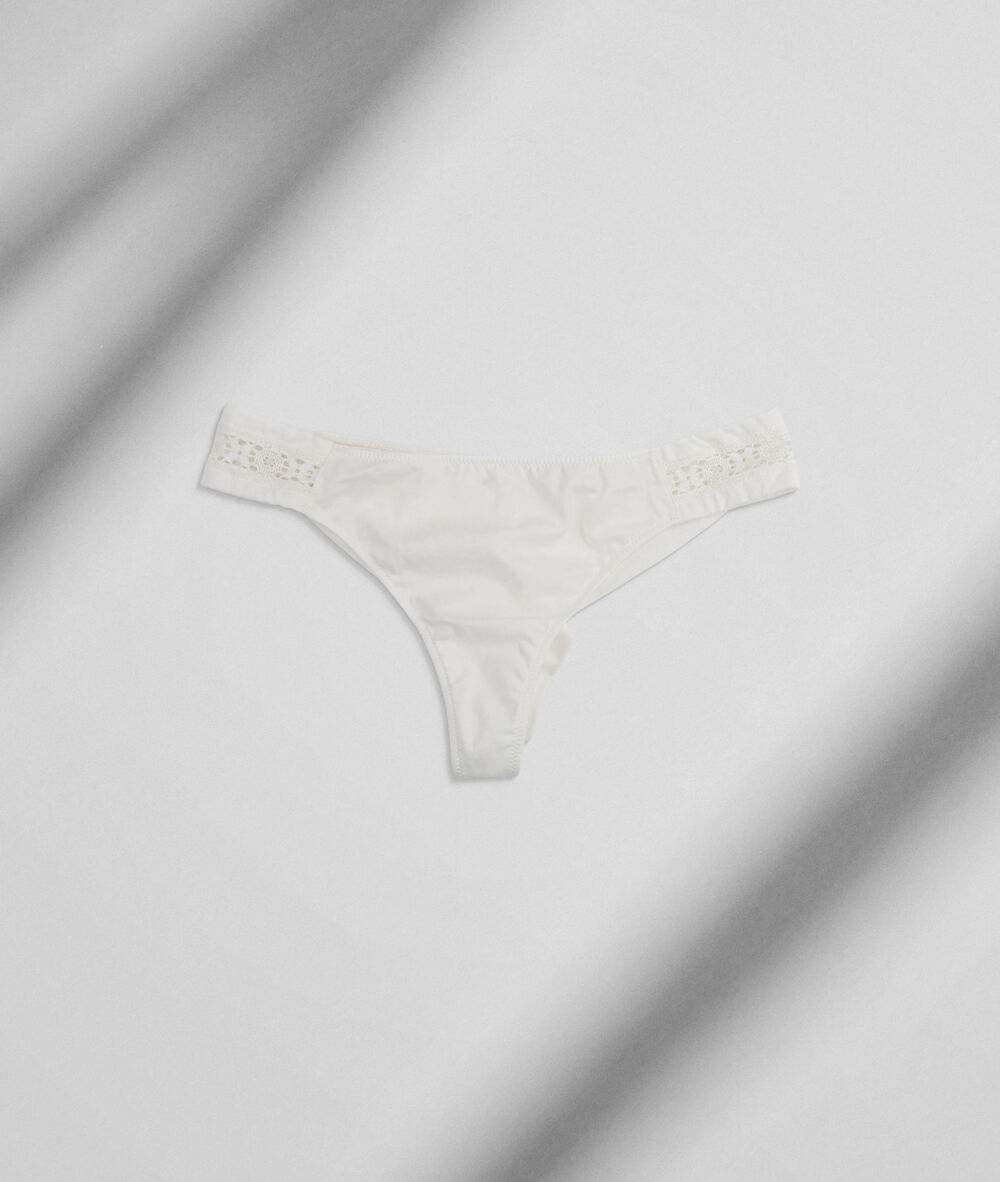 Tanga en pur coton responsable blanc ninon blanc.