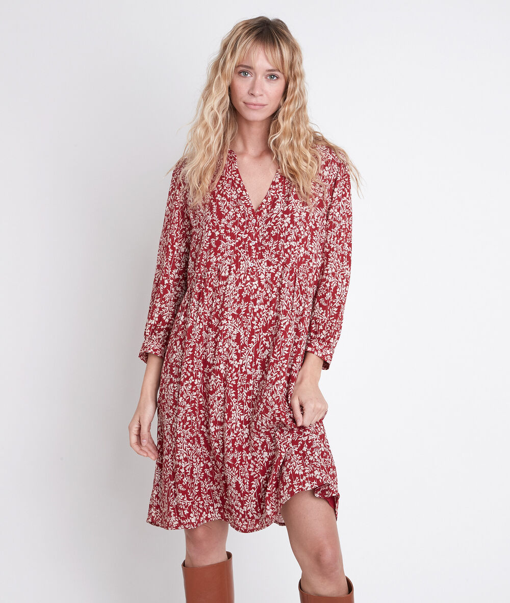 Rotes kleid mit druckmuster calypso  bourgogne.
