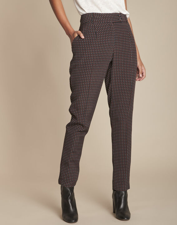 Pantalon noir droit cigarette imprimé Erende | 1-2-3 Pantalon noir droit cigarette imprimé Erende PhotoZ | 1-2-3