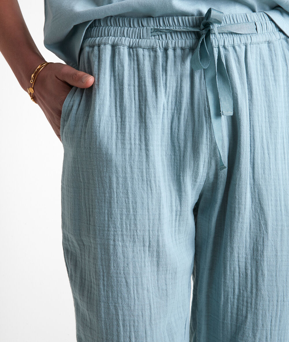 Pantalon en coton cigarette céladon frahim celadon.