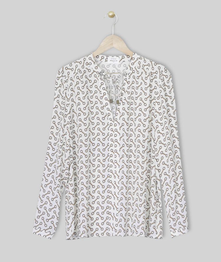 Blouse lavallière imprimé mors monastir ecru.
