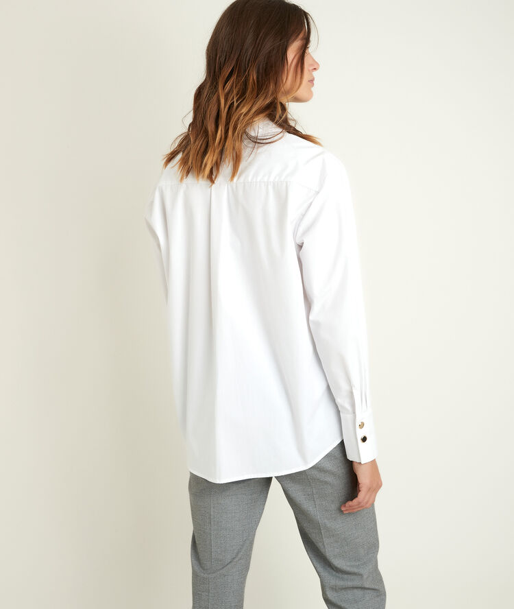 Chemise en coton esmeralda blanc.