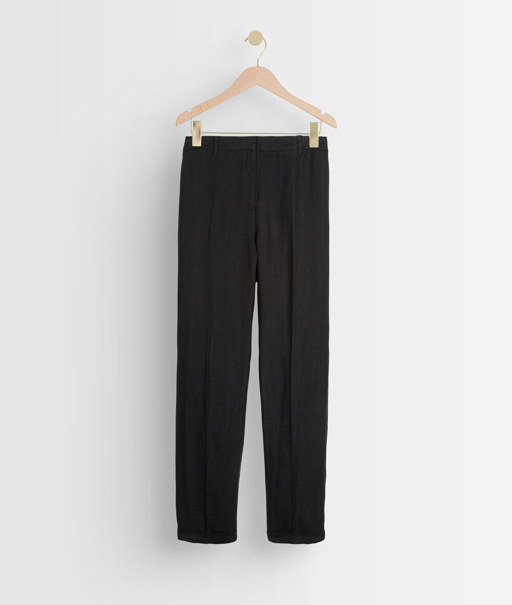Pantalon chino en lin noir felix bis noir.