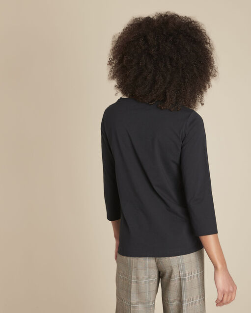 Tee-shirt noir sérigraphié en coton biologique camille noir.