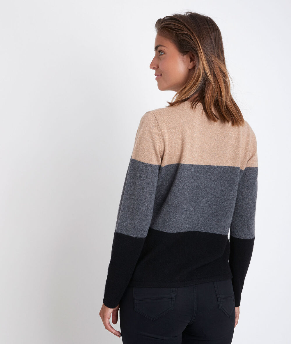 Pull en cachemire rayé ramon havane.