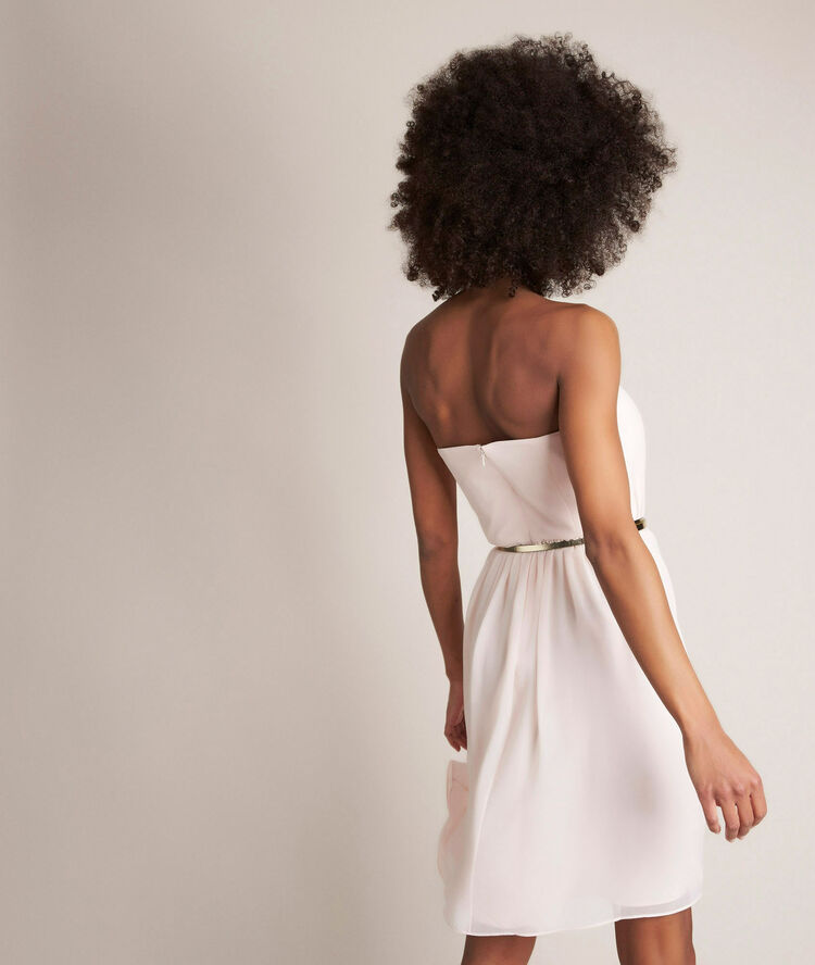 Robe bustier en polyester recyclé poudre orchidée nude.
