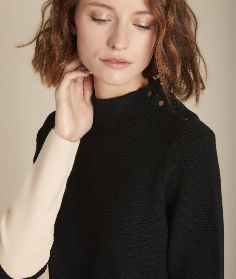 Robe en maille bicolore flower noir.