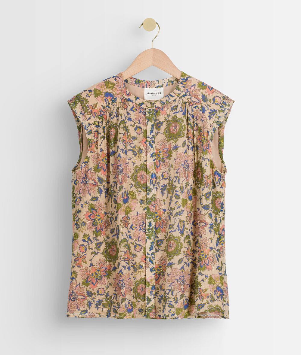 Blouse sans manches à épaulettes imprimée olive tracy olive.