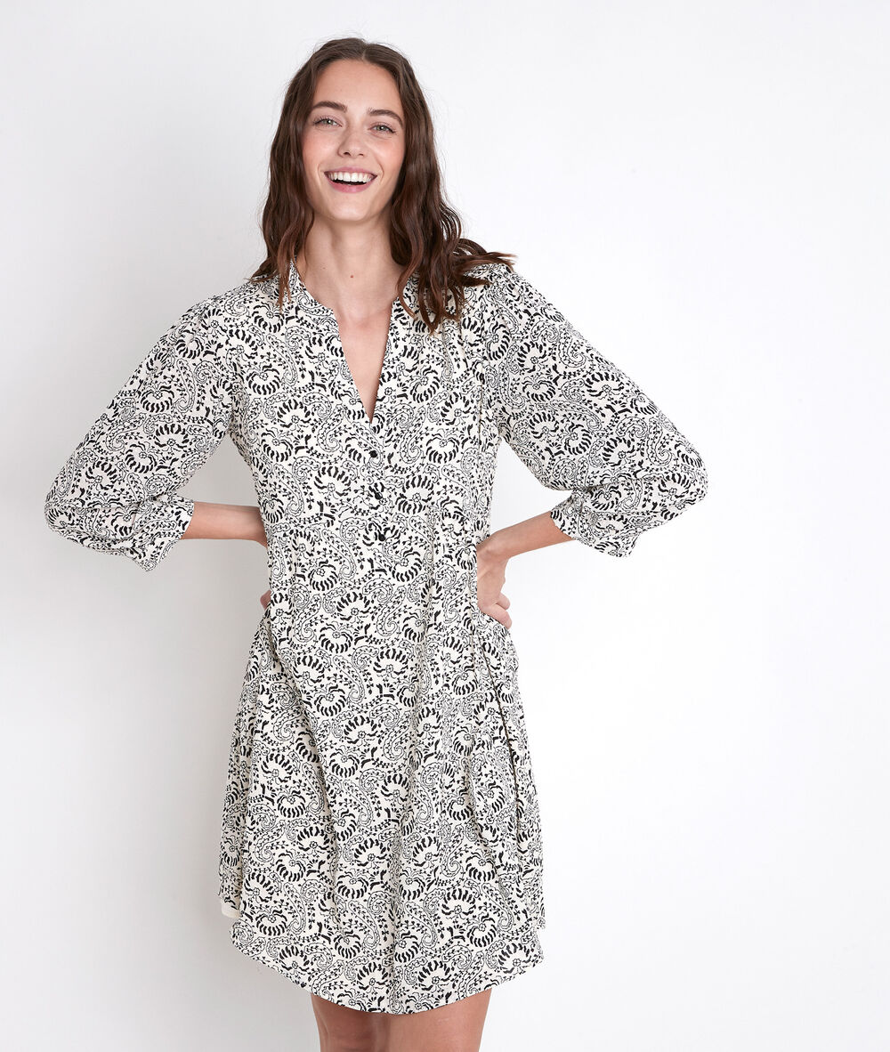 Robe &eacute;crue imprim&eacute;e calypso ecru.