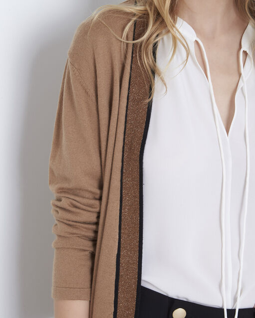 Gilet camel long bord côté contrasté aurore camel.
