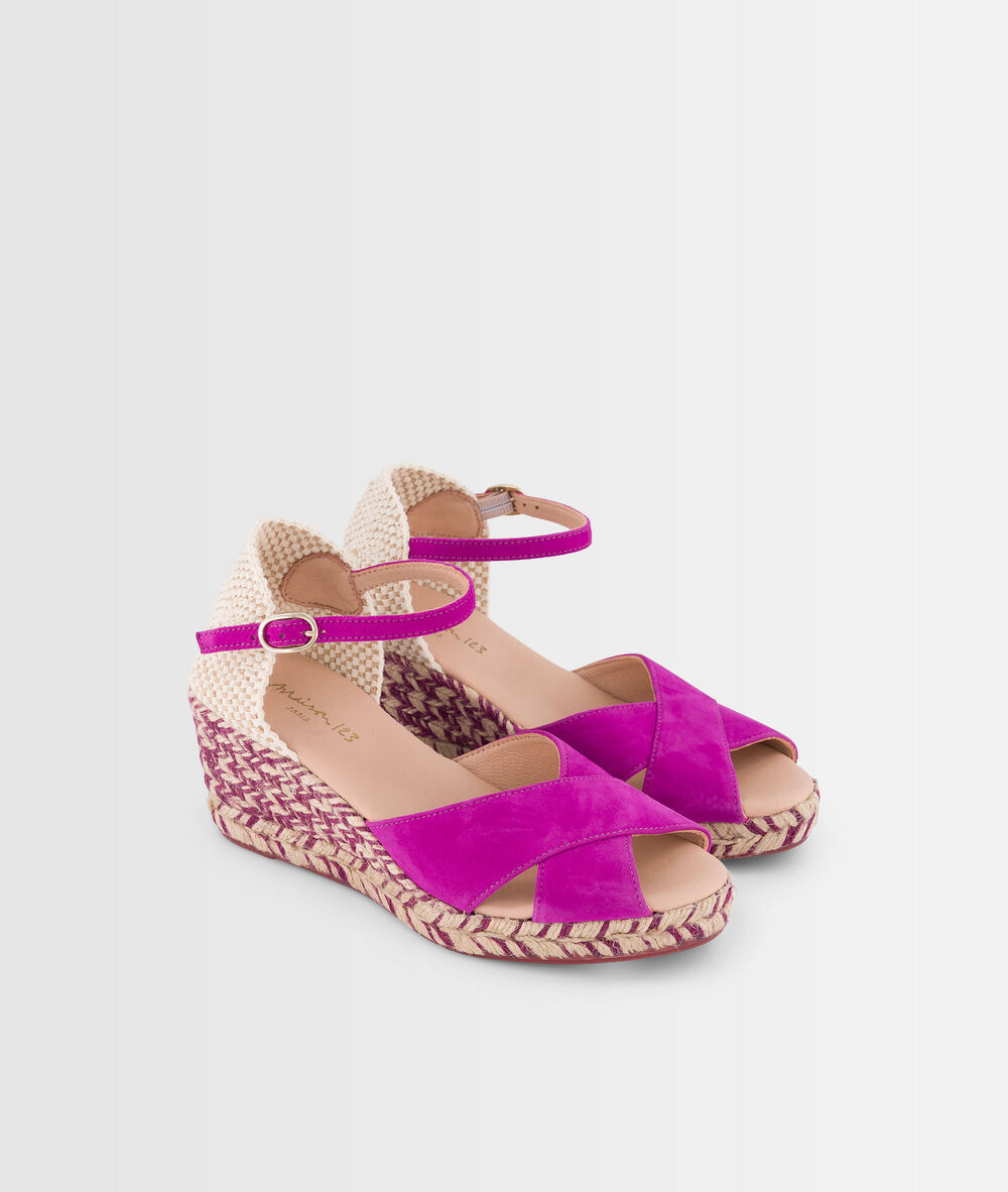 Espadrilles fuchsia en cuir grazia bougainvilliers.