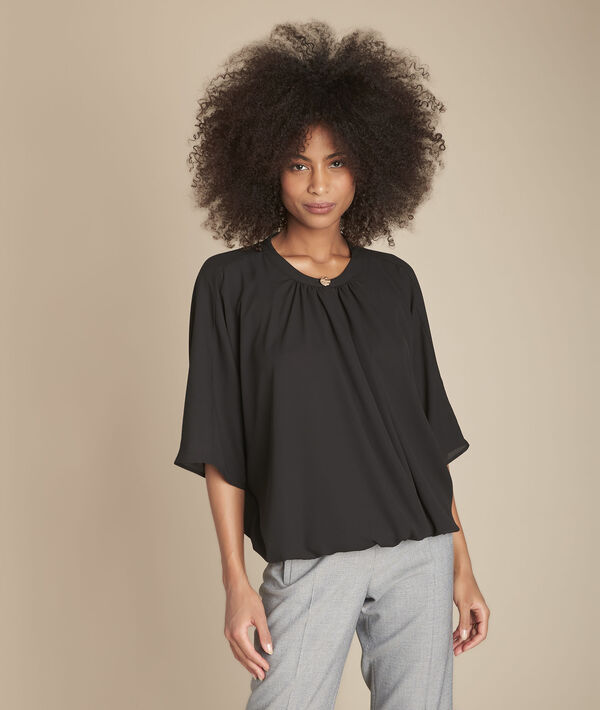Zwarte blouse met ballonmouwen Maddy | 1-2-3 Zwarte blouse met ballonmouwen Maddy PhotoZ | 1-2-3