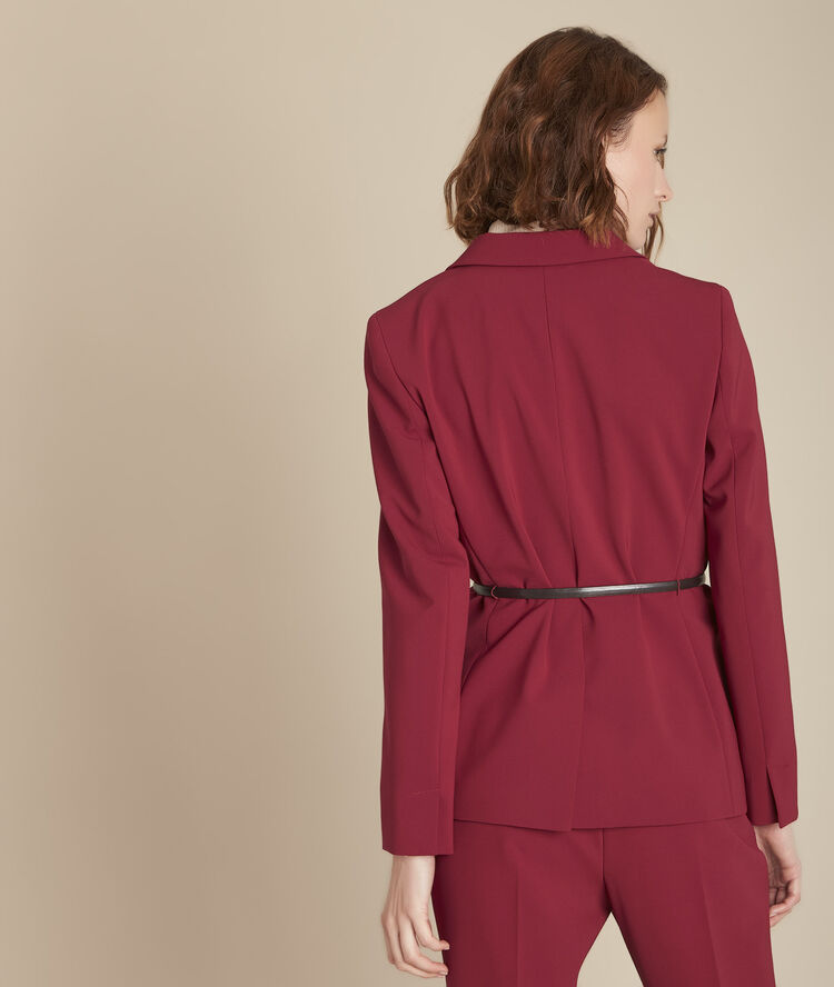 Veste en microfibre ceinturée bongo bordeaux.