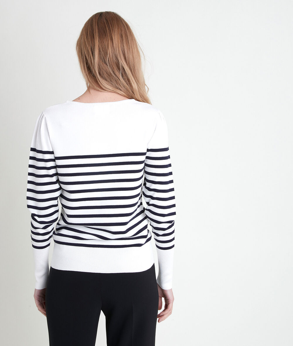 Pull viscose ecovero® marinière adelie ecru.