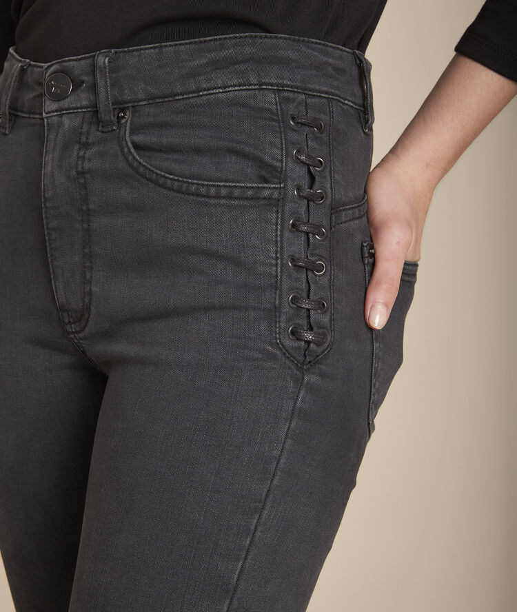 L'audacieux skinny : jean black used sally noir.