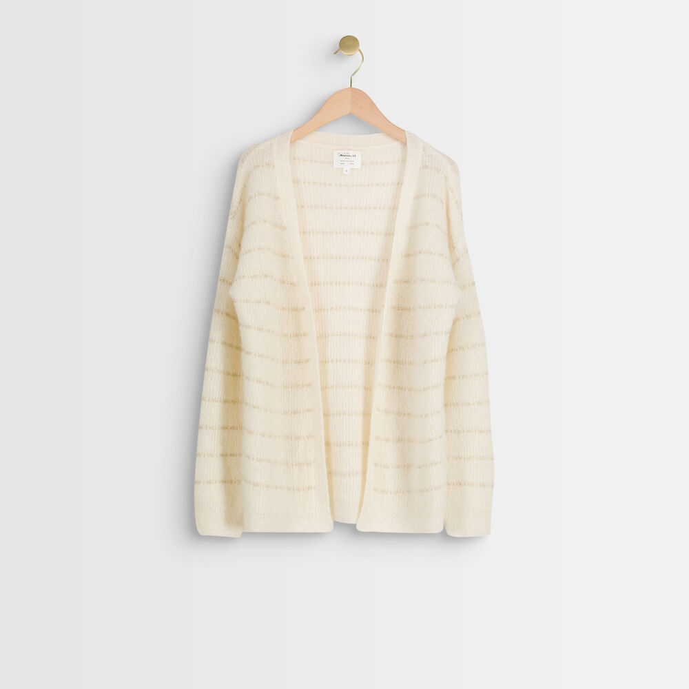 Gilet en mohair mélangé rayé riva ecru.