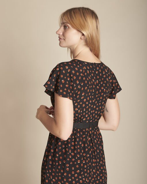 Robe longue imprimée indira noir.