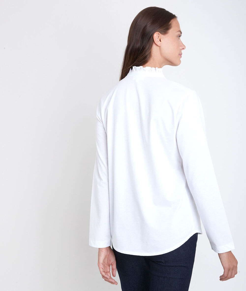 Top en coton à volants debby ecru.