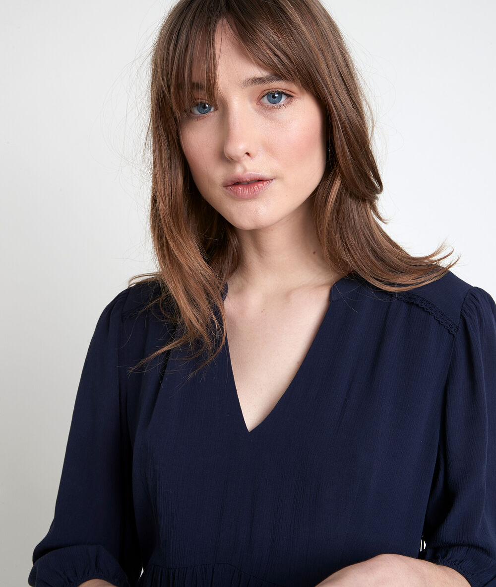 Marineblaues kreppkleid minette marine.