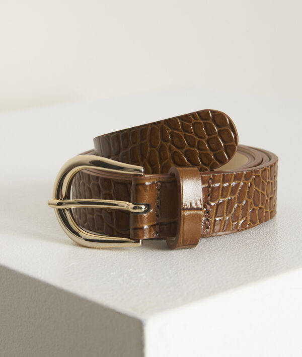 Ceinture en cuir croco tabac Karine | 1-2-3 Ceinture en cuir croco tabac Karine PhotoZ | 1-2-3