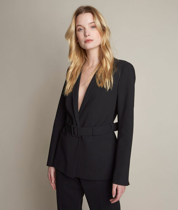 Veste en microfibre ceinturée noire Baci | 1-2-3 Veste en microfibre ceinturée noire Baci PhotoZ | 1-2-3
