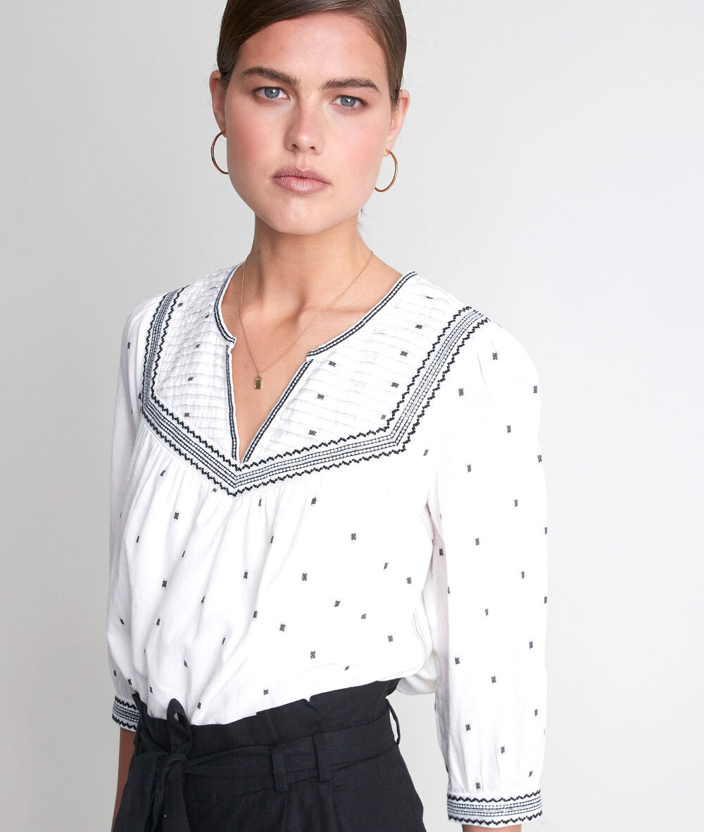 Blouse écrue brodée talissa ecru.