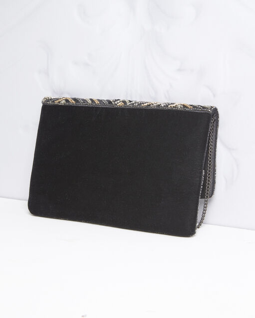 Pochette noire à sequins idéal noir.