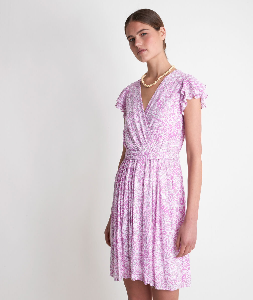 Robe courte imprimée mauve Lena | 1-2-3 Robe courte imprimée mauve Lena PhotoZ | 1-2-3