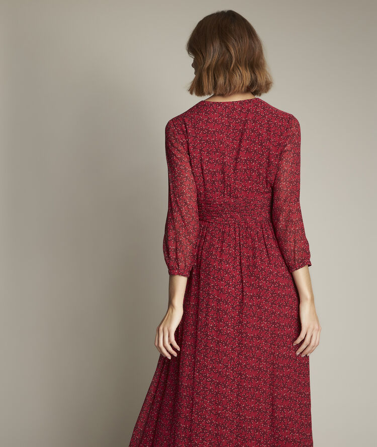 Robe longue imprimée claudine fuchsia clair.